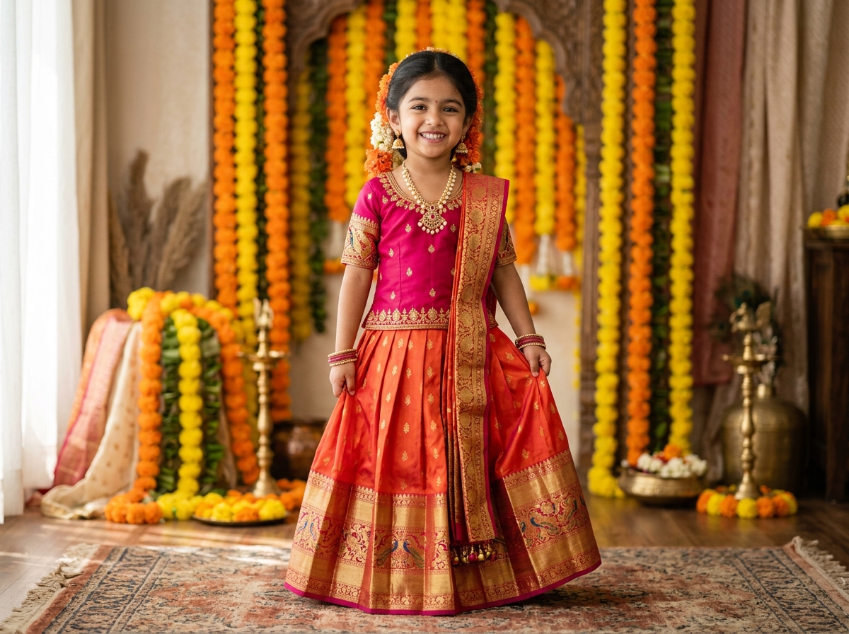 Kids Ethnic Lehengas & Half Sarees